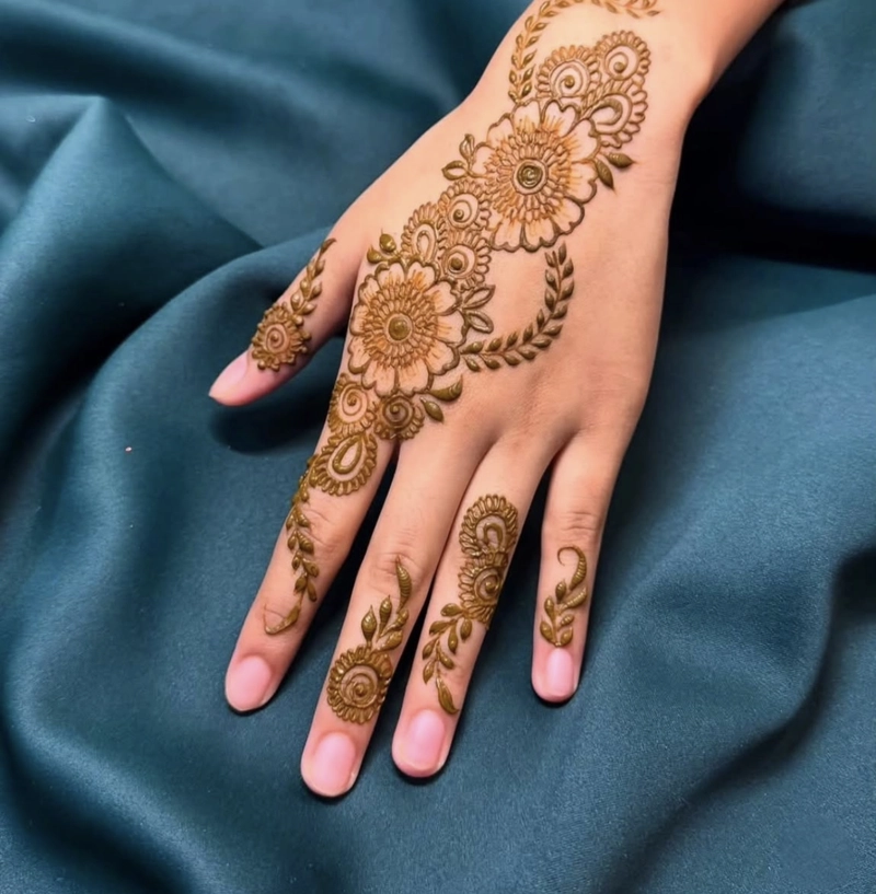floral royal back hand mehndi design