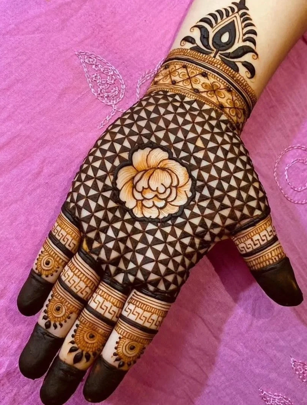 gol mehndi design photo full hand arabic