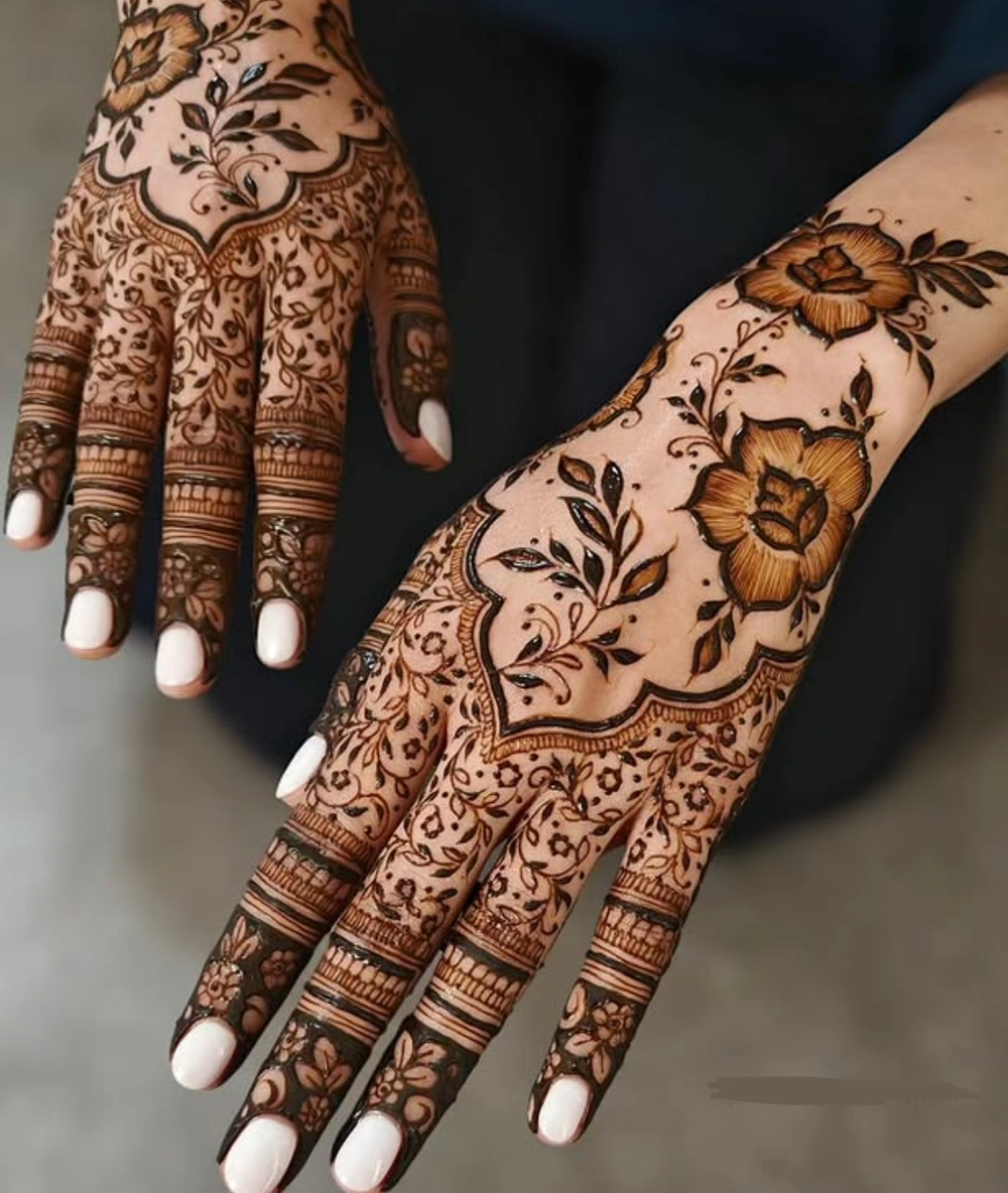 gol mehndi design photo full hand simple