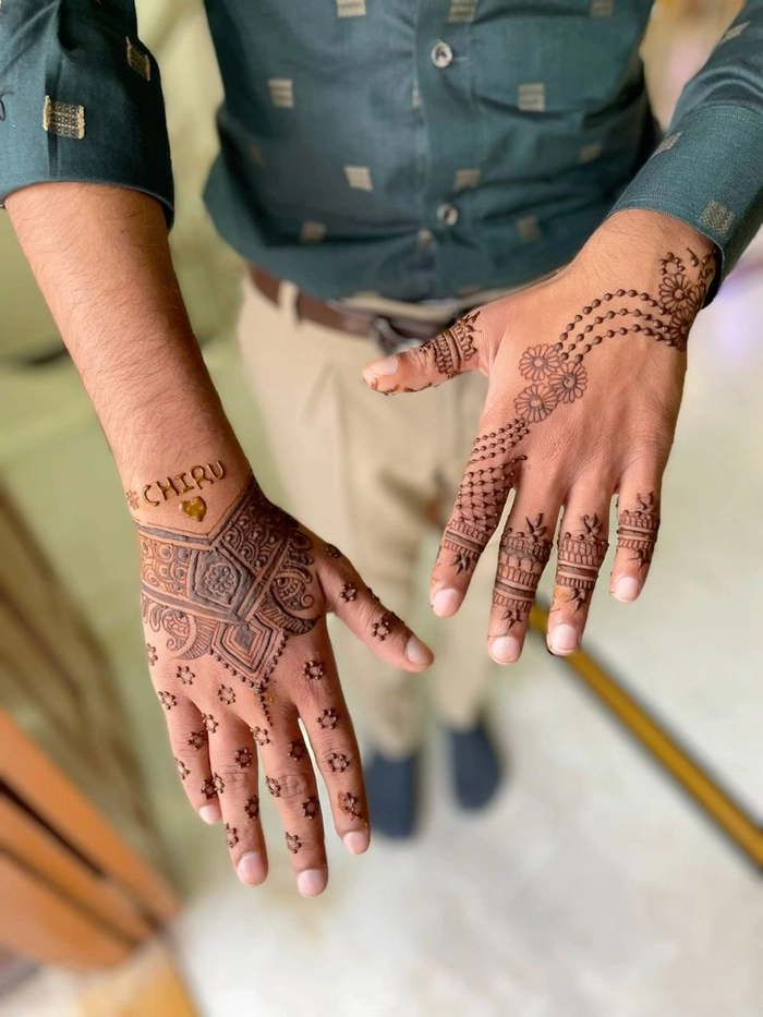 groom mehndi design simple back hand