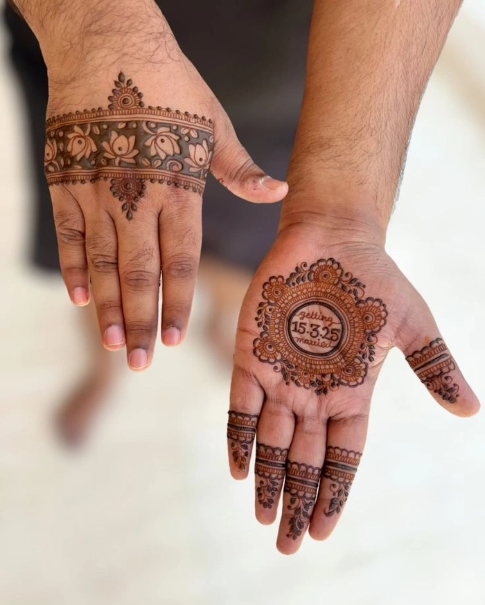groom mehndi design simple front hand