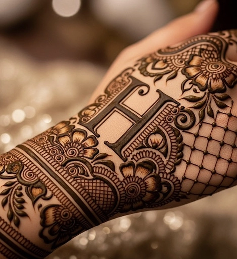 h alphabet mehndi designs