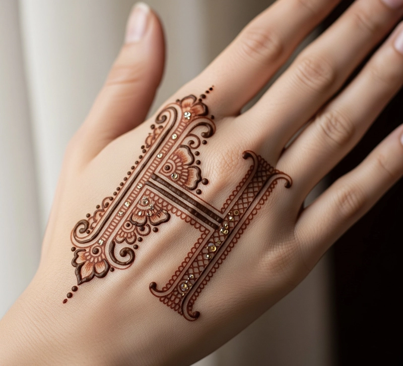 h letter mehndi design tattoo