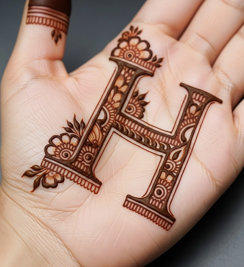 h letter tattoo mehndi design