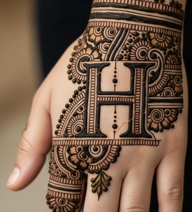 h naam ki mehndi design