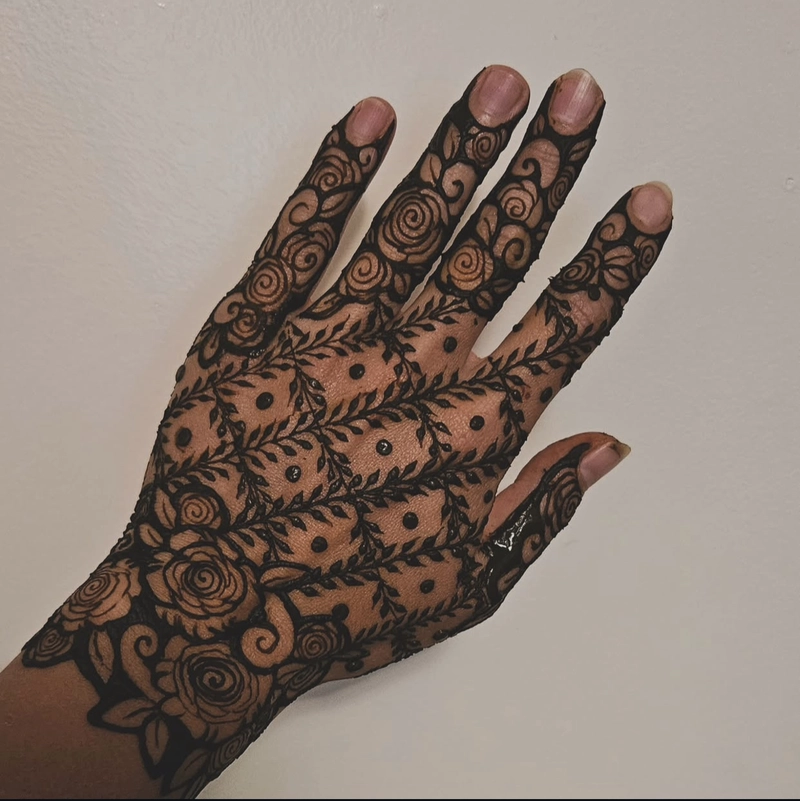 henna rose flower mehndi design