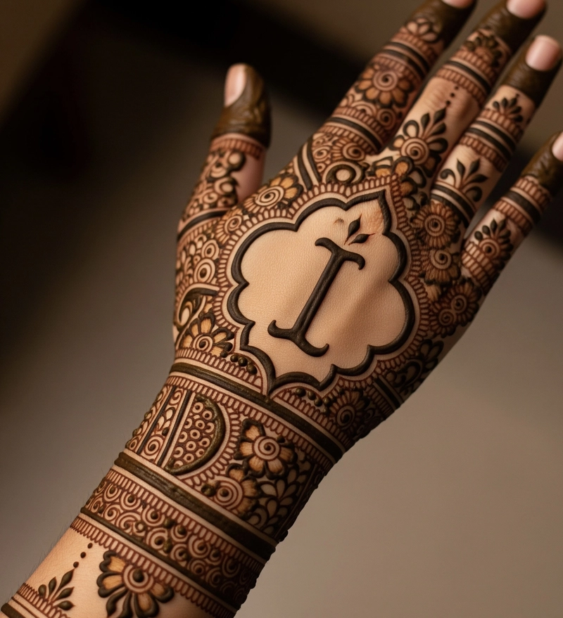 i letter mehndi design simple photo