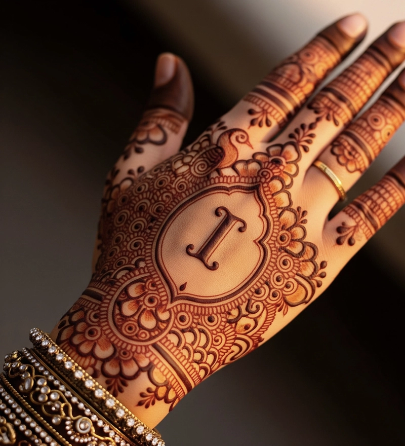 i letter mehndi design tattoo pic