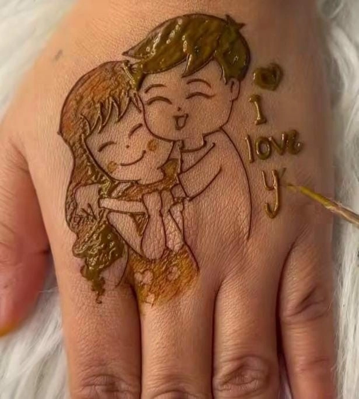i love u mehndi design