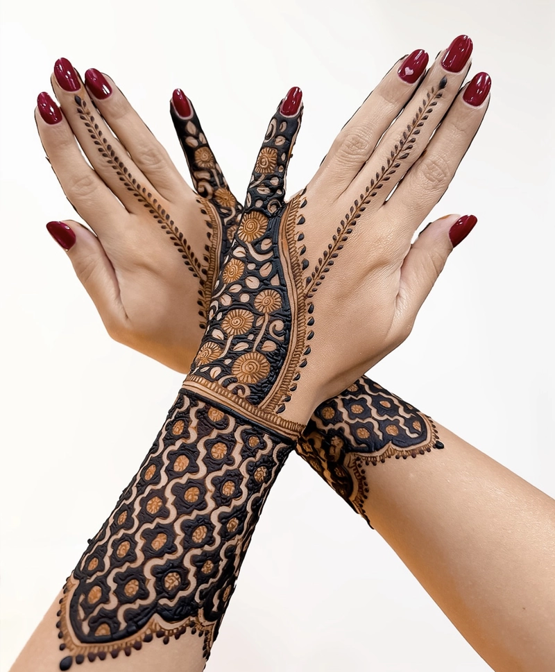 indian mehendi design front hand