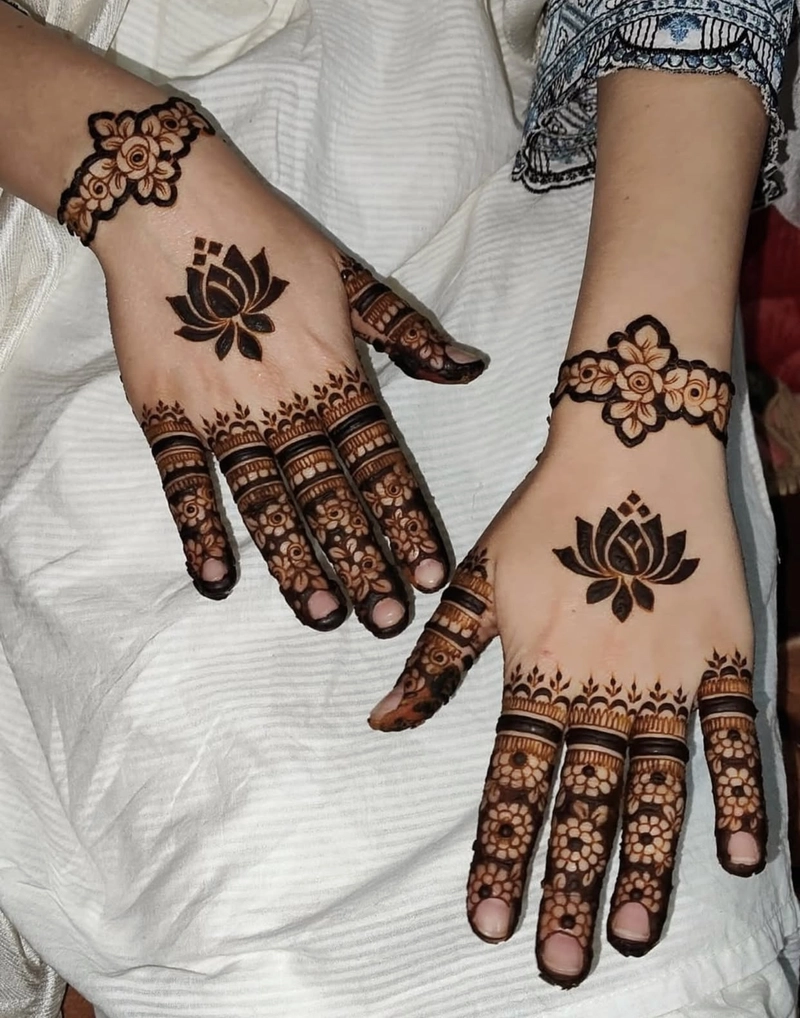 indian mehndi design back hand simple