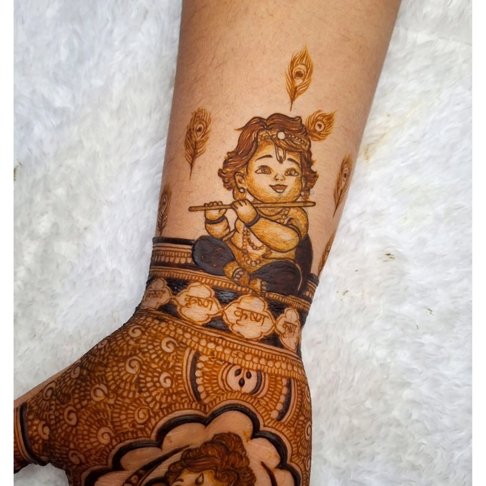 janmashtami cute simple krishna mehndi design