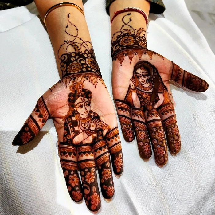 janmashtami mehndi design front hand