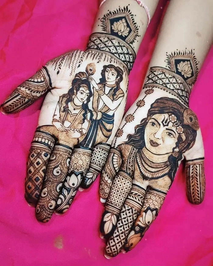 janmashtami radha krishna mor pankh mehndi design