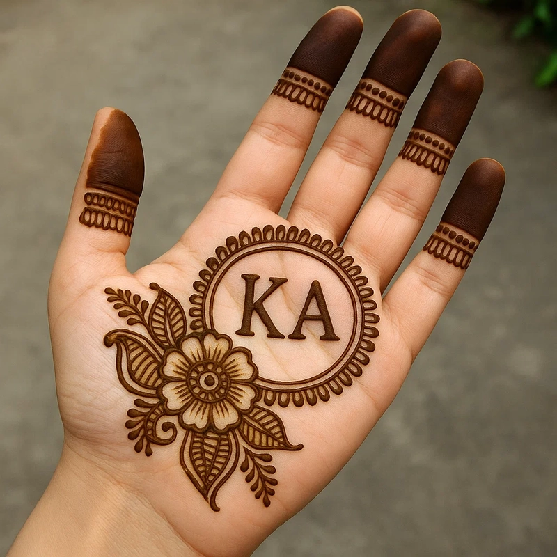 k and a letter mehndi design