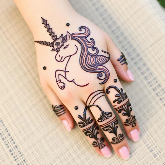 kids unicorn mehndi design