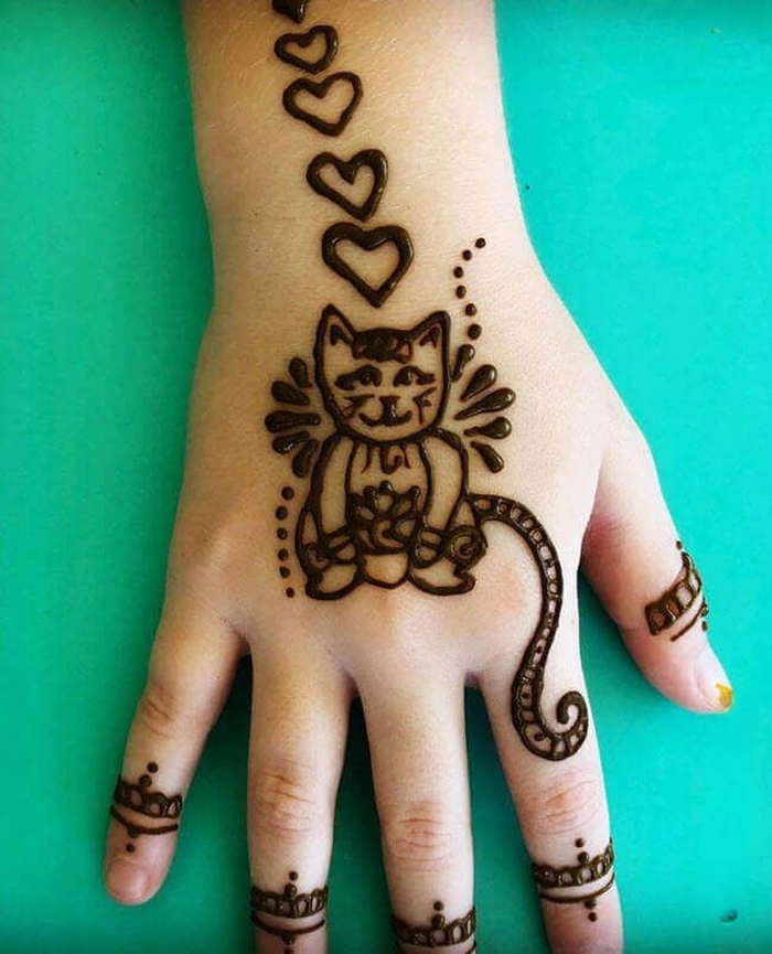kitty cat mehndi design