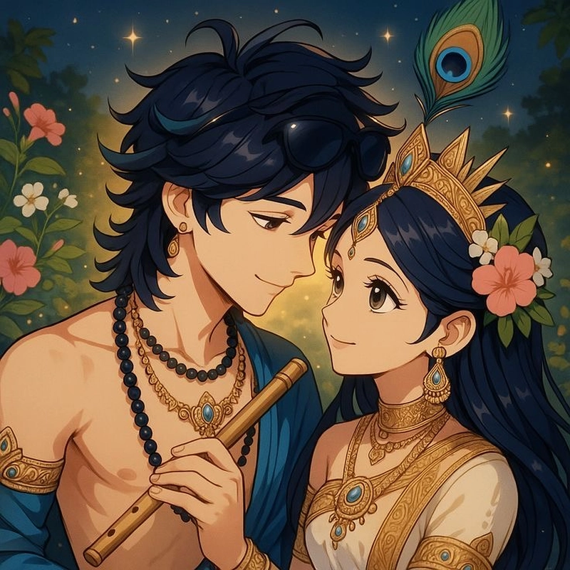 krishna and radha anime dp