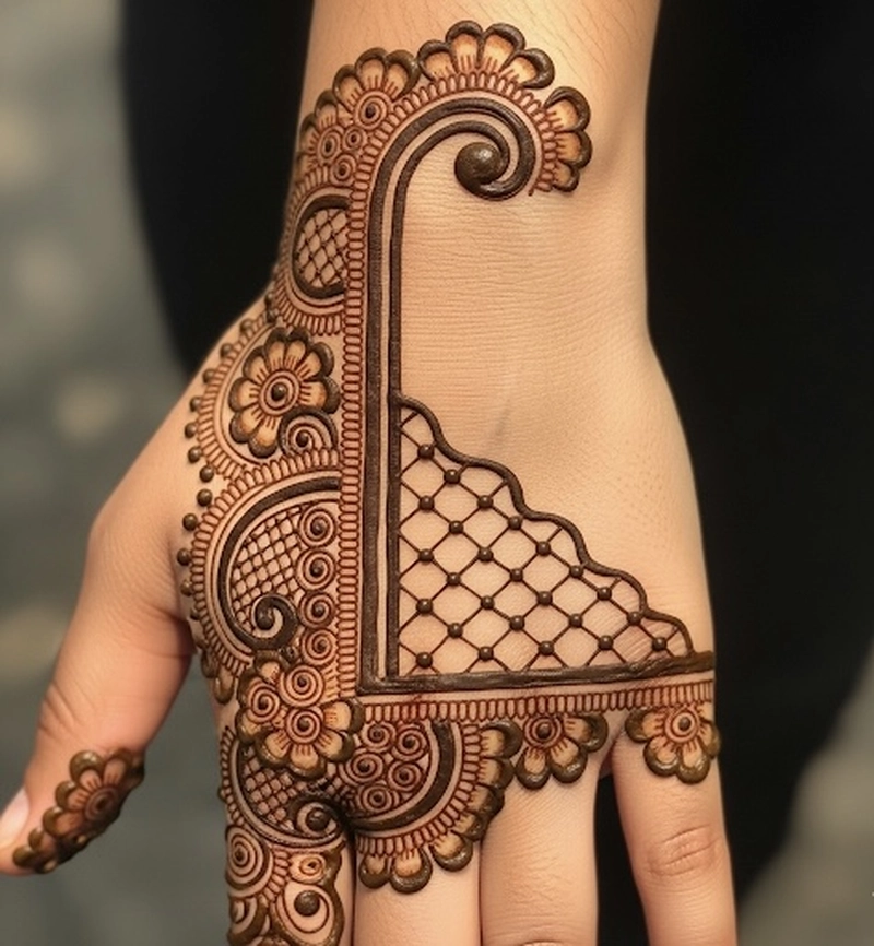 l letter mehndi design arabic
