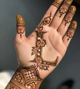 l letter mehndi design photo
