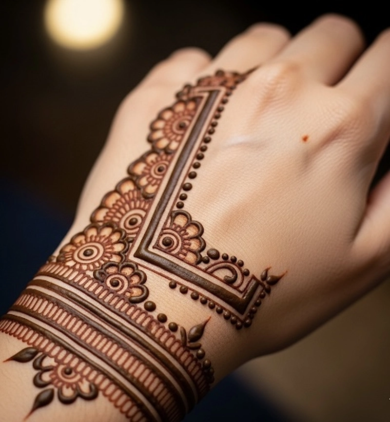 l letter mehndi design simple