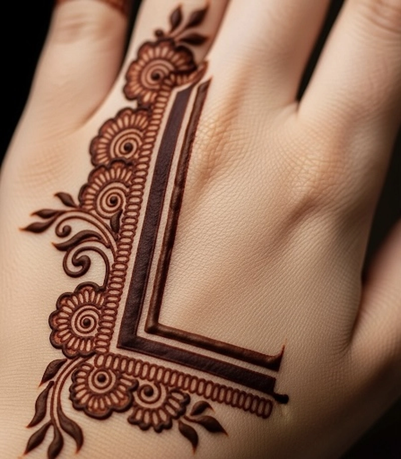 l shape mehndi design