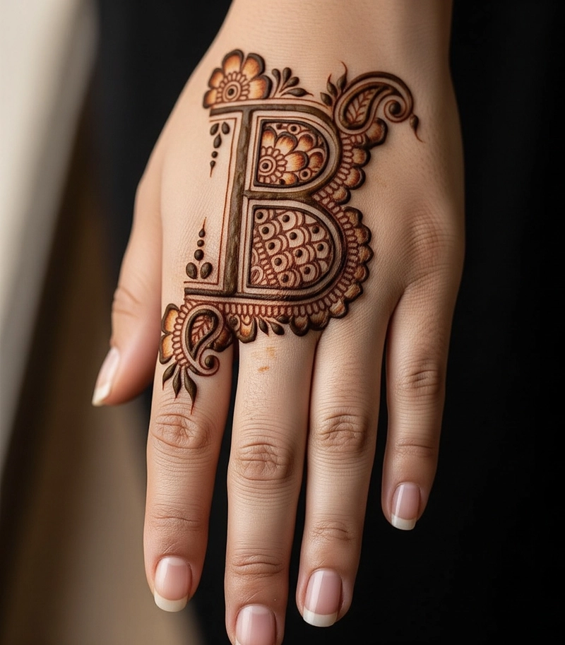 letter b mehndi design