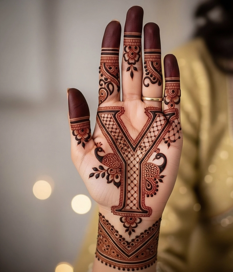 letter y mehndi design