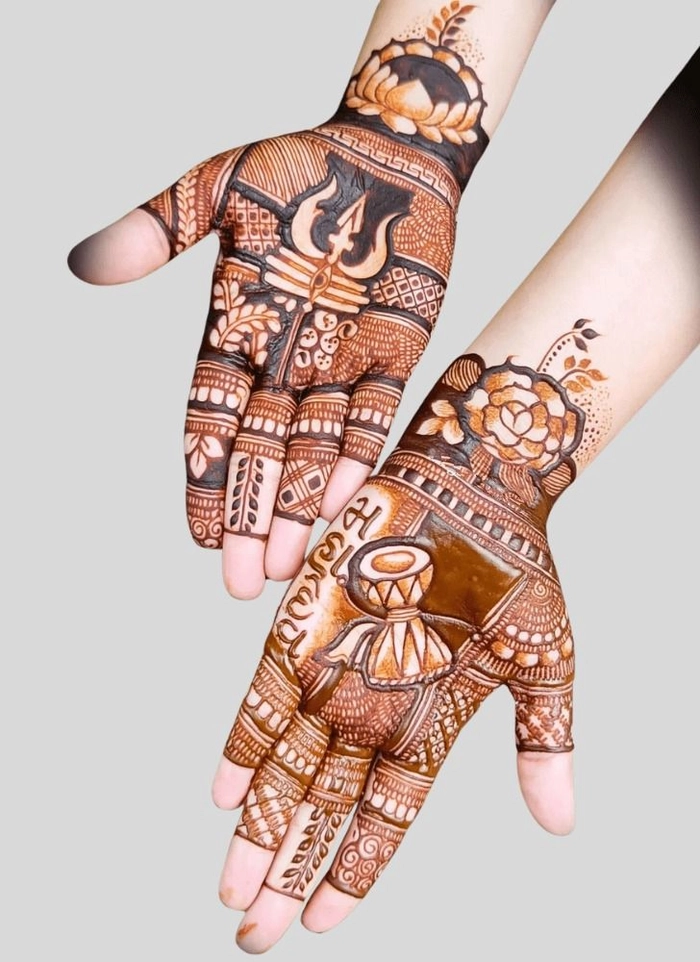 lord shiva trishul mahadev mehndi design