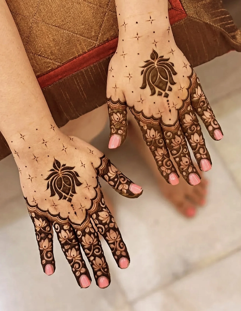 lotus mehndi design bridal