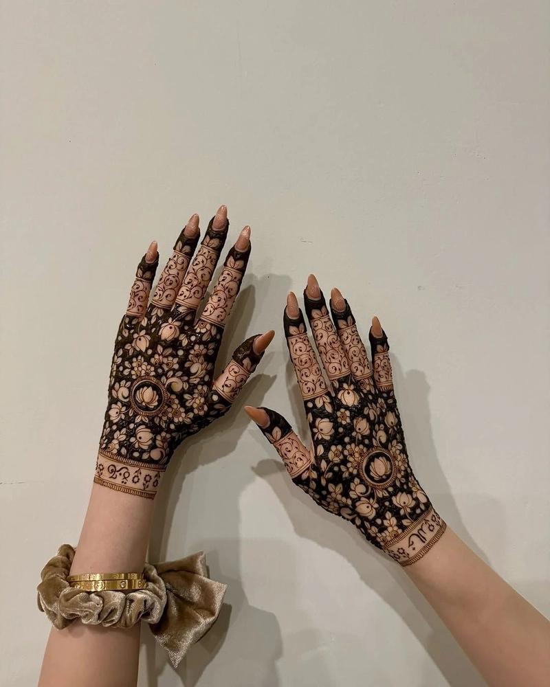 lotus mehndi design full hand