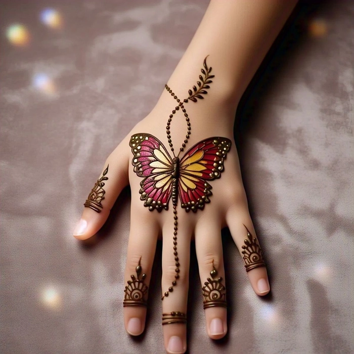 love mehndi design butterfly