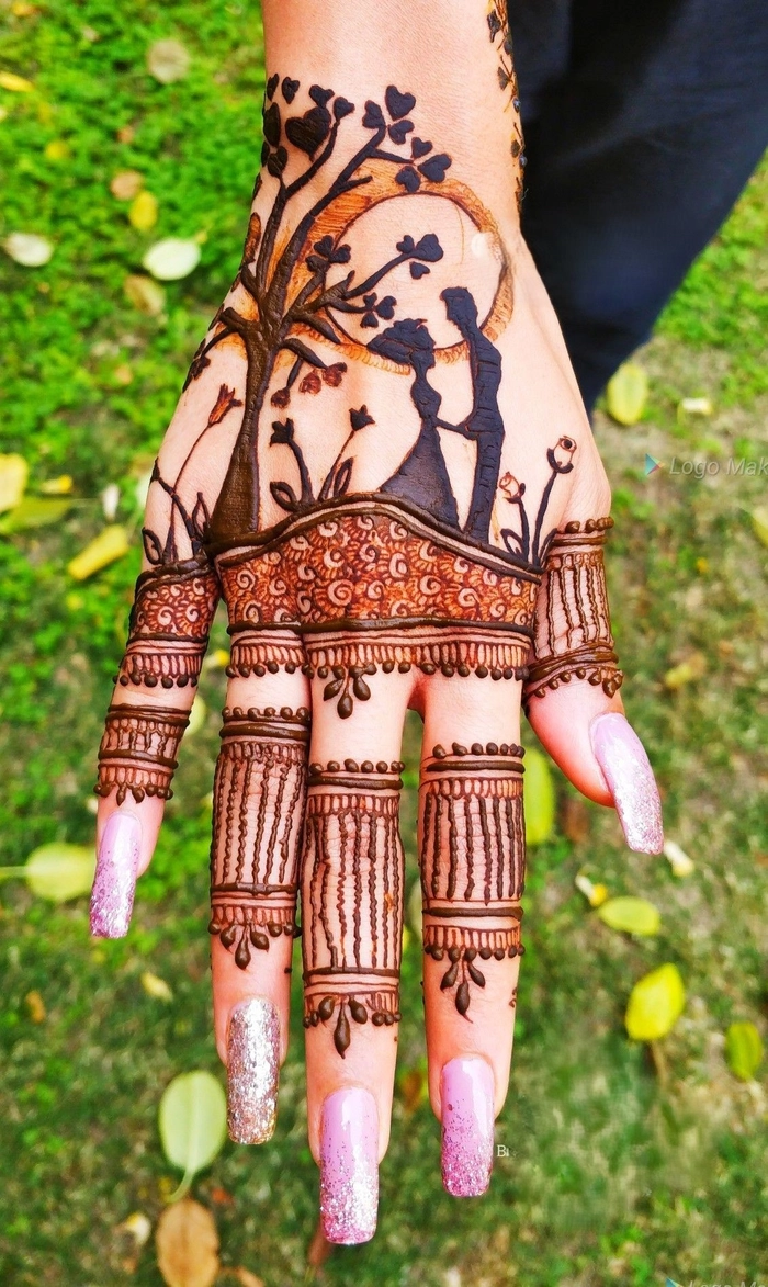 love mehndi design photo back hand simple