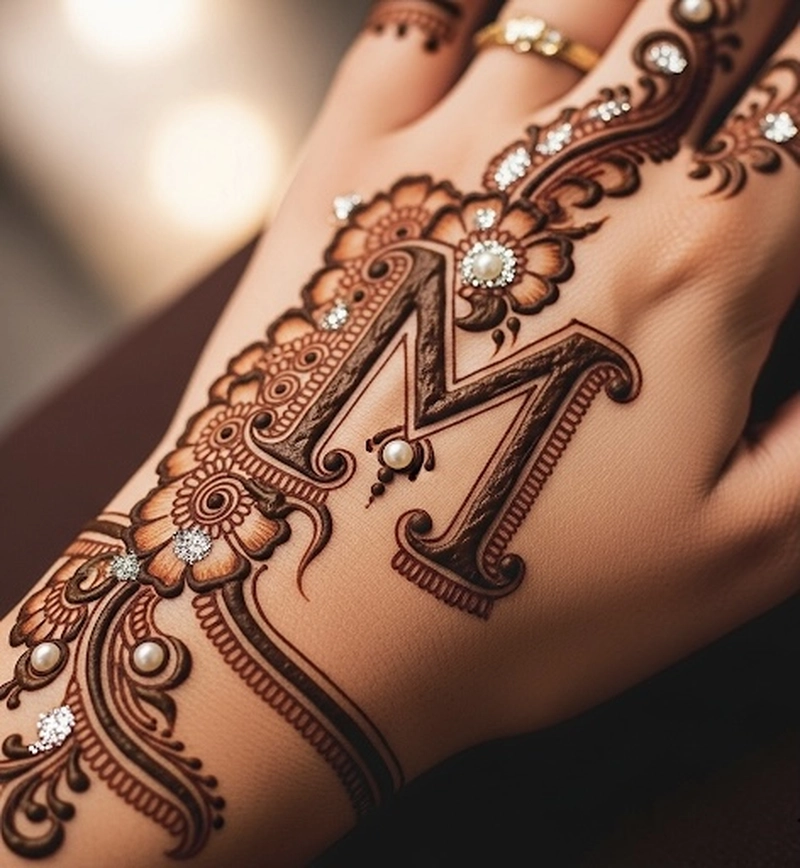 m name mehndi design simple