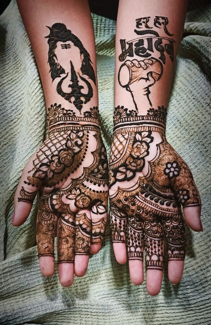 mahadev mehndi design back hand