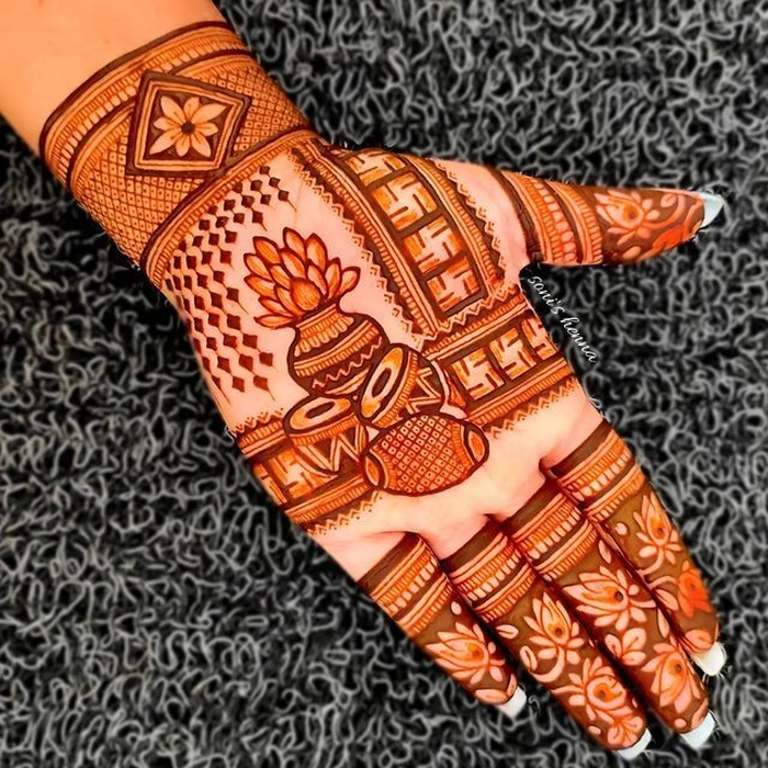 mahadev mehndi design simple front hand