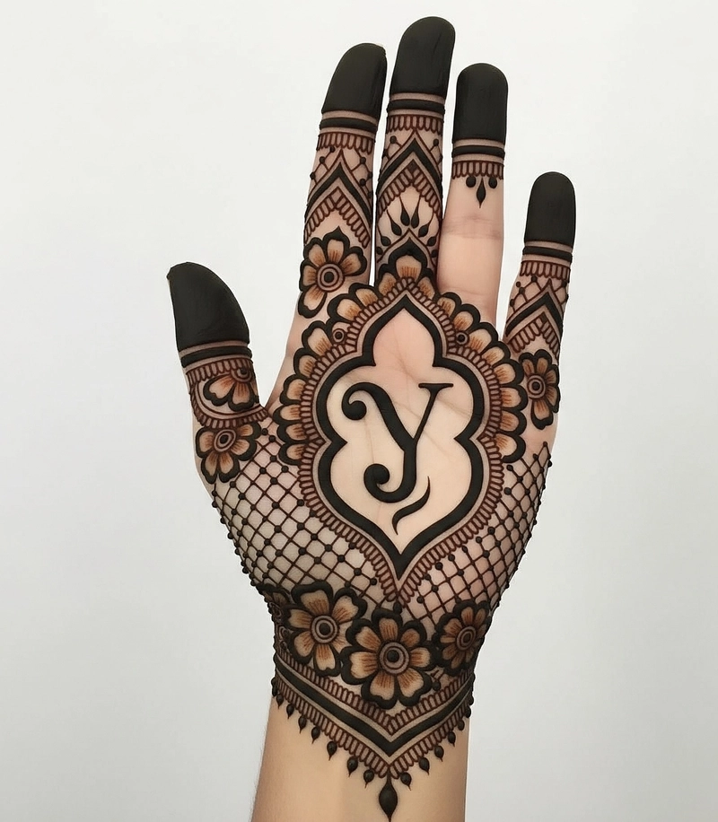 mehndi design for y letter photo
