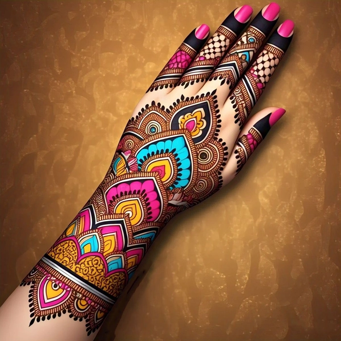 mehndi design front hand beautiful