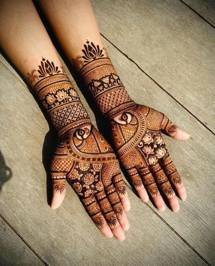 mehndi design front hand heavy