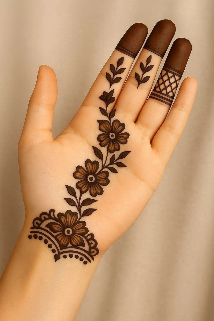 mehndi design front hand palm