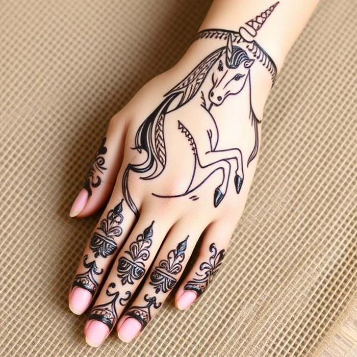 mehndi design of unicorn