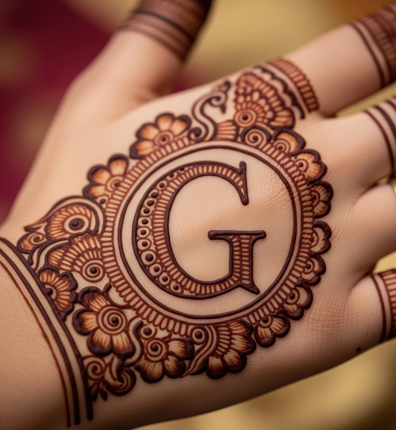 mehndi design with letter g