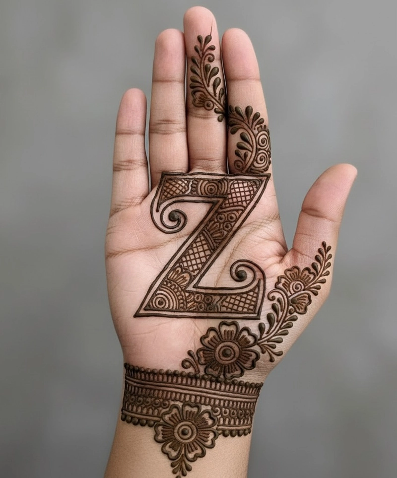 mehndi design with letter z