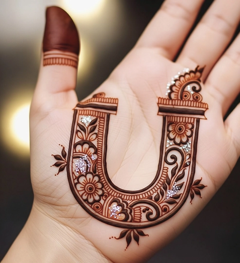 mehndi designs photo u letter