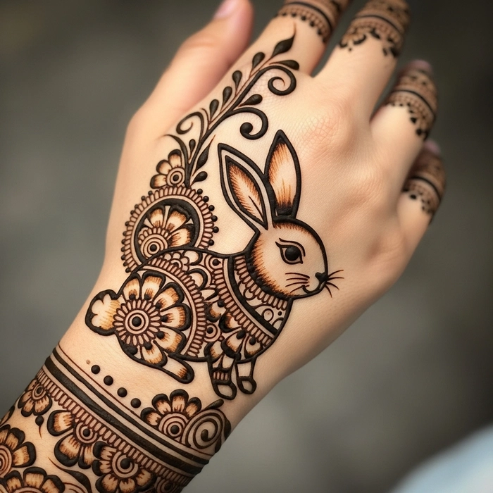 mehndi rabbit design