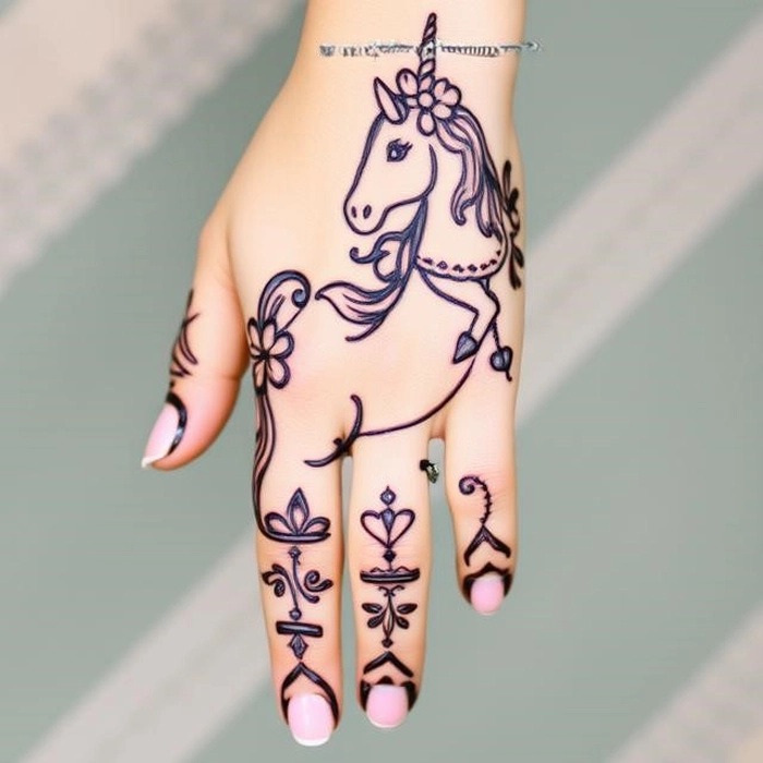 mehndi unicorn design