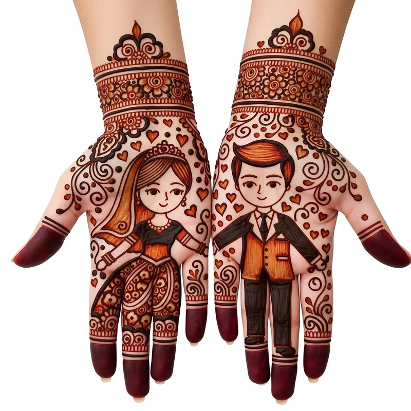 modern couple mehndi design