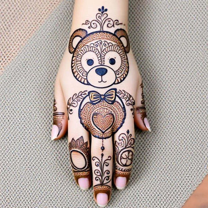new style teddy bear mehndi design