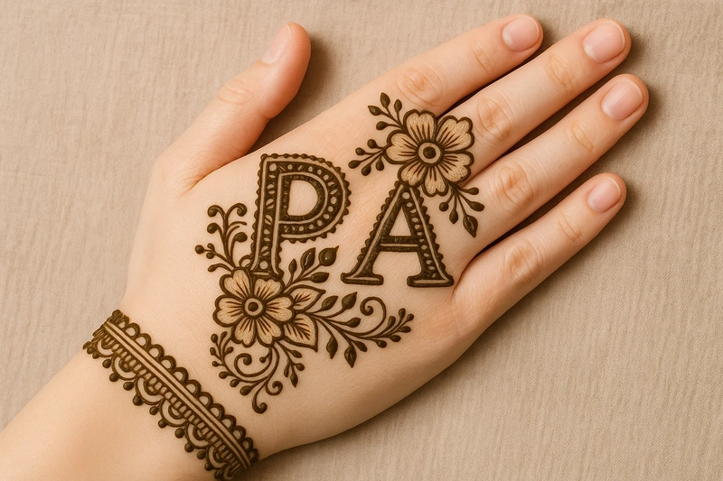 p a letter mehndi design
