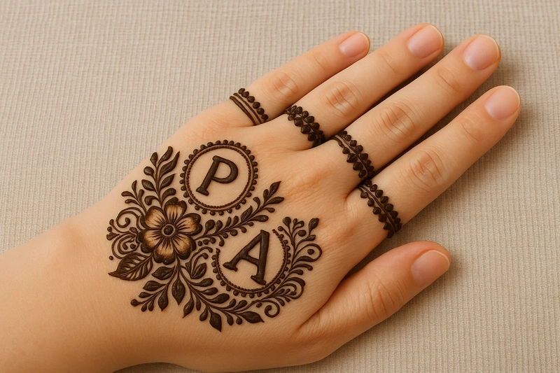 p and a letter mehndi design